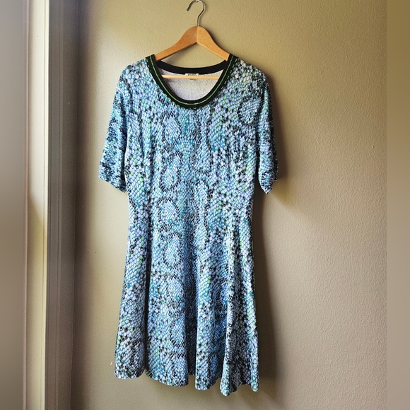 Kenzo Paris Snake Print Fit and Flare Knit Dress Size XL - Picture 5 of 9